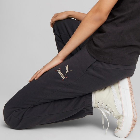 Puma Speckled Drawstring Logo Pocket Jogger Sweatpants Phantom Black Size Large - Picture 3 of 16